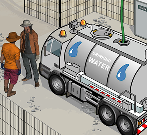 Flilling station and water cart